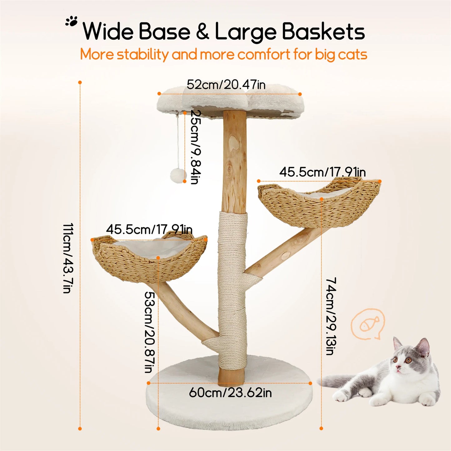 BINGOPAW Modern Cat Tree Activity Tower With Plush Cushion