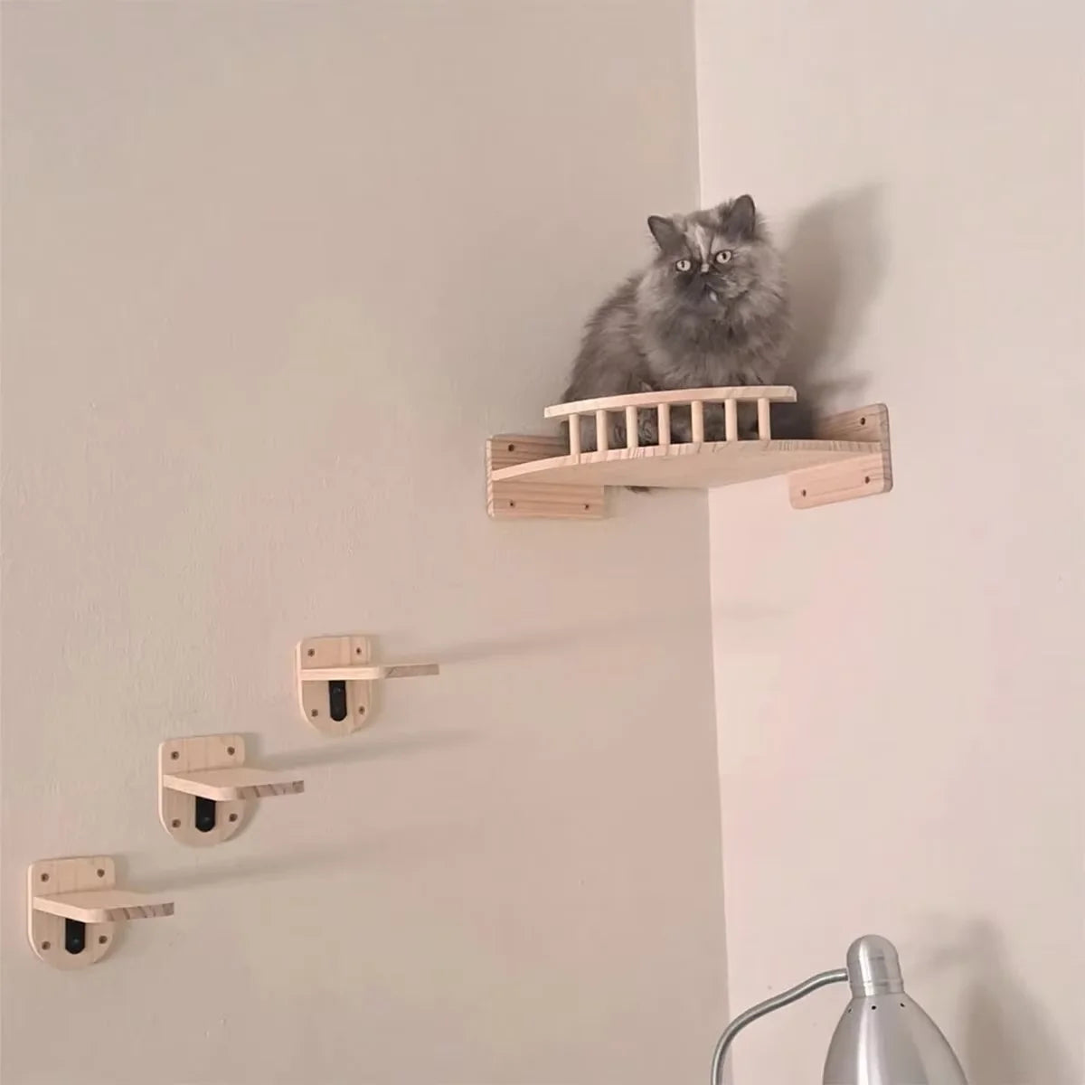 CWV Wall Mounted Cat Hammock Tree With Steps And Shelf
