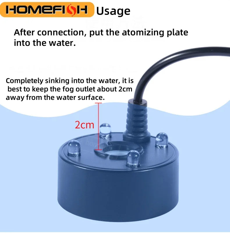 USB 5V Mist Maker Fogger Nebulizer For Aquariums With LEDs