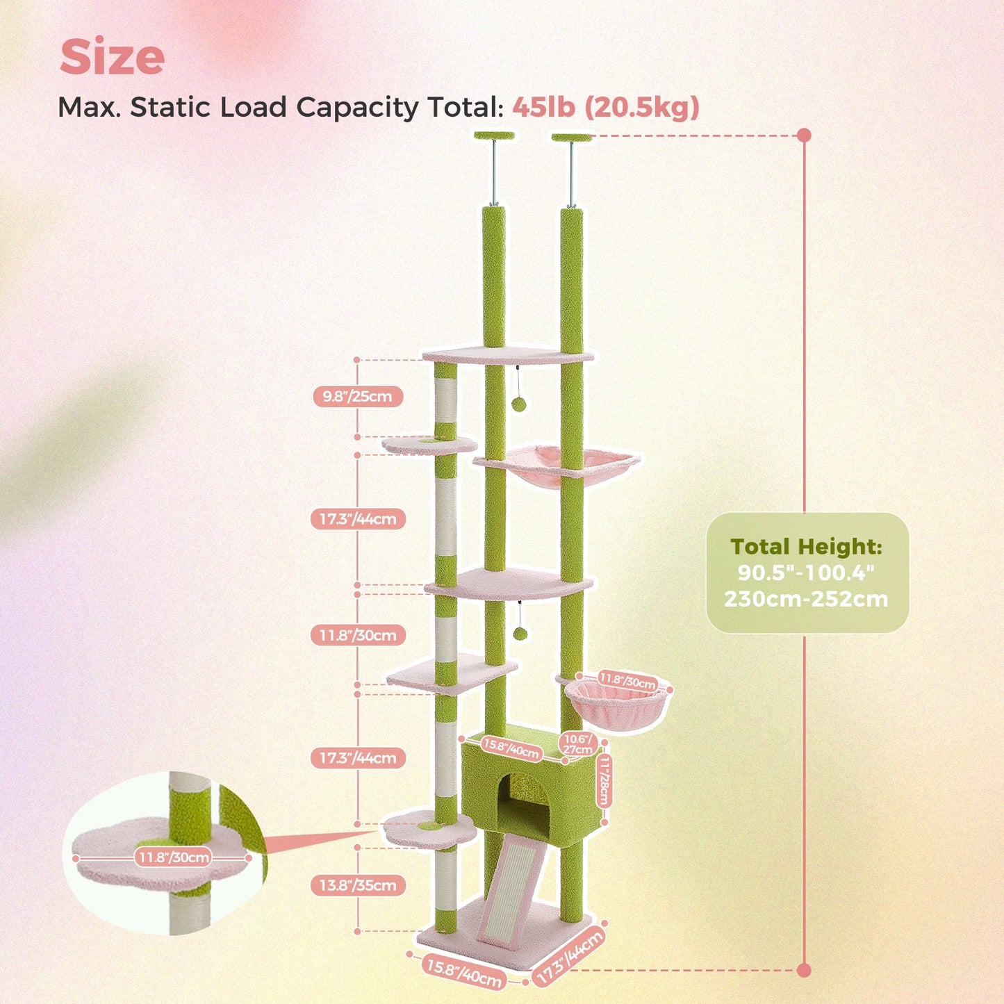 PAWZ Road Floor To Ceiling Cat Tree With Scratching Posts