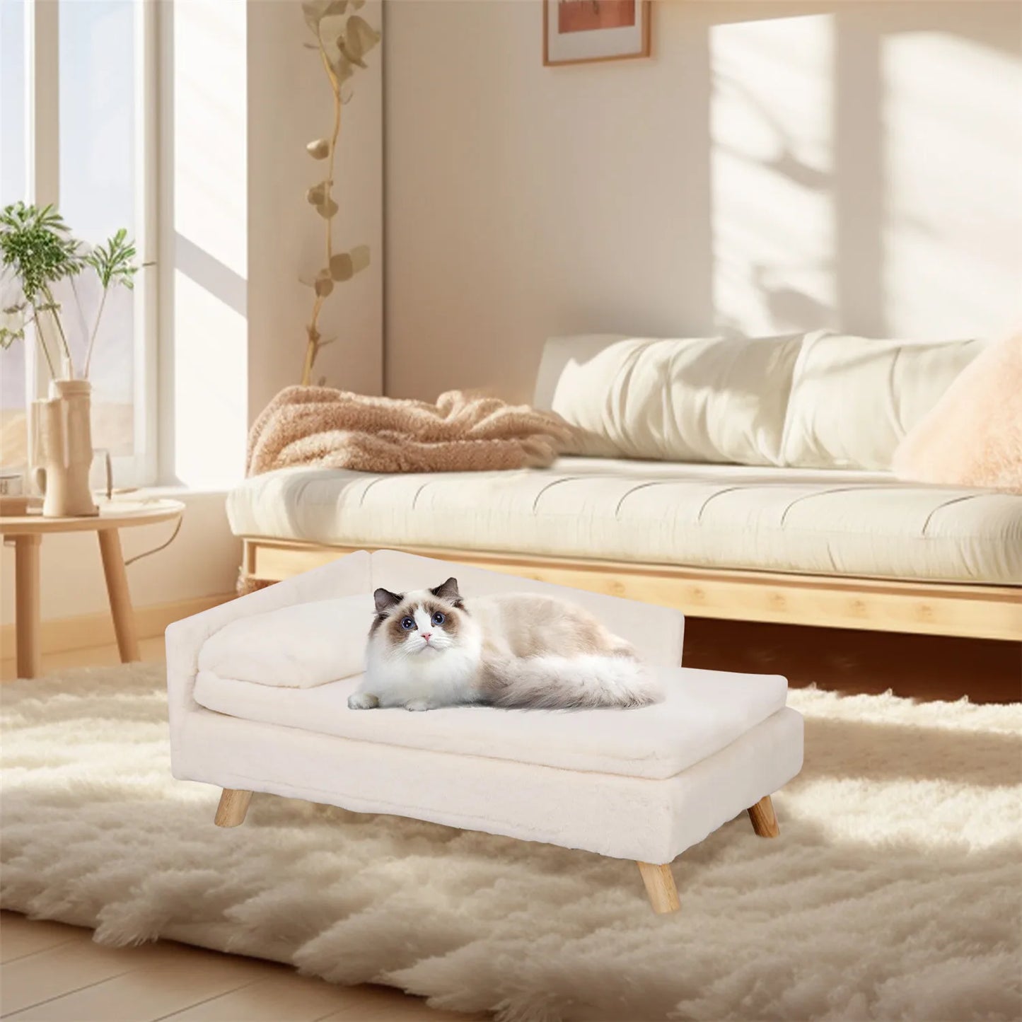 BINGOPAW Waterproof Pet Sofa Bed Lounger Raised Chair Plush Cover