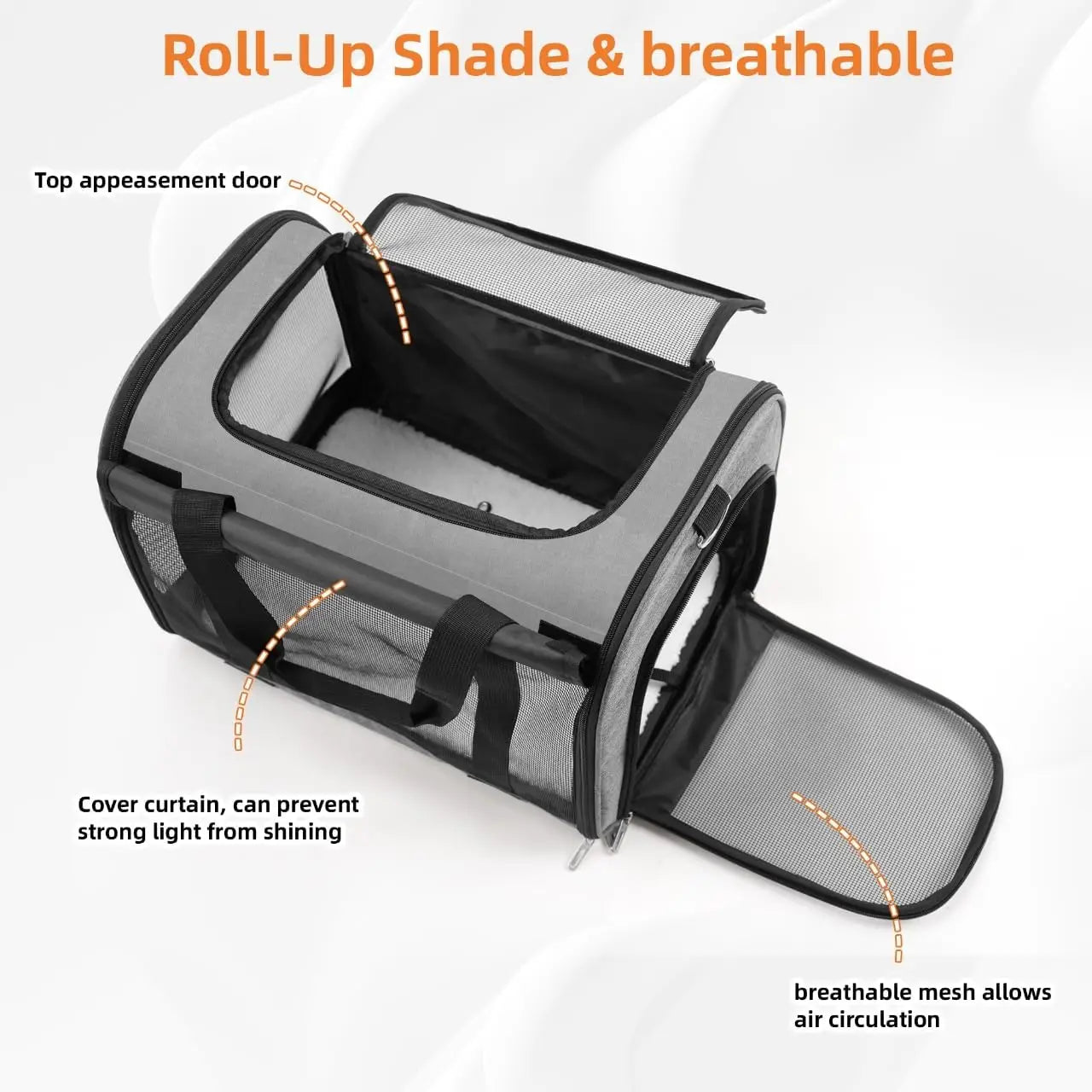 Cat Carrier Backpack with Roll-Up Shade for Travel, Breathable Mesh & Foldable Design Includes Collapsible Bowl & Cushion