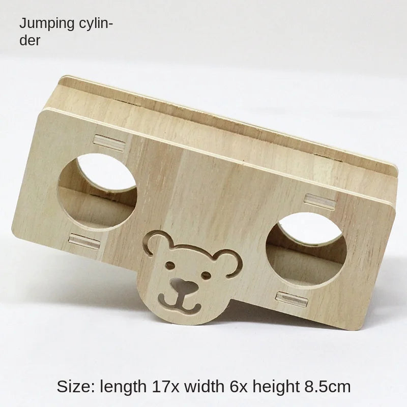 Wooden Hamster Toys Set With Cages Running Wheels Nests