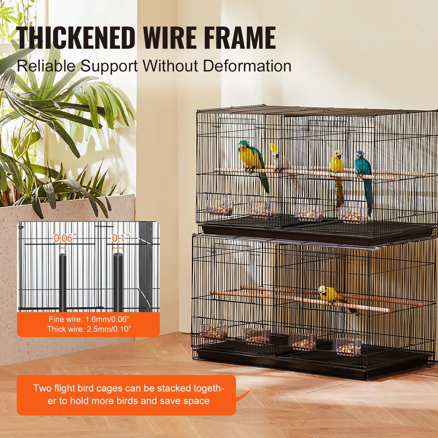 SucceBuy Stackable Divider Bird Cage For Travel With Handle