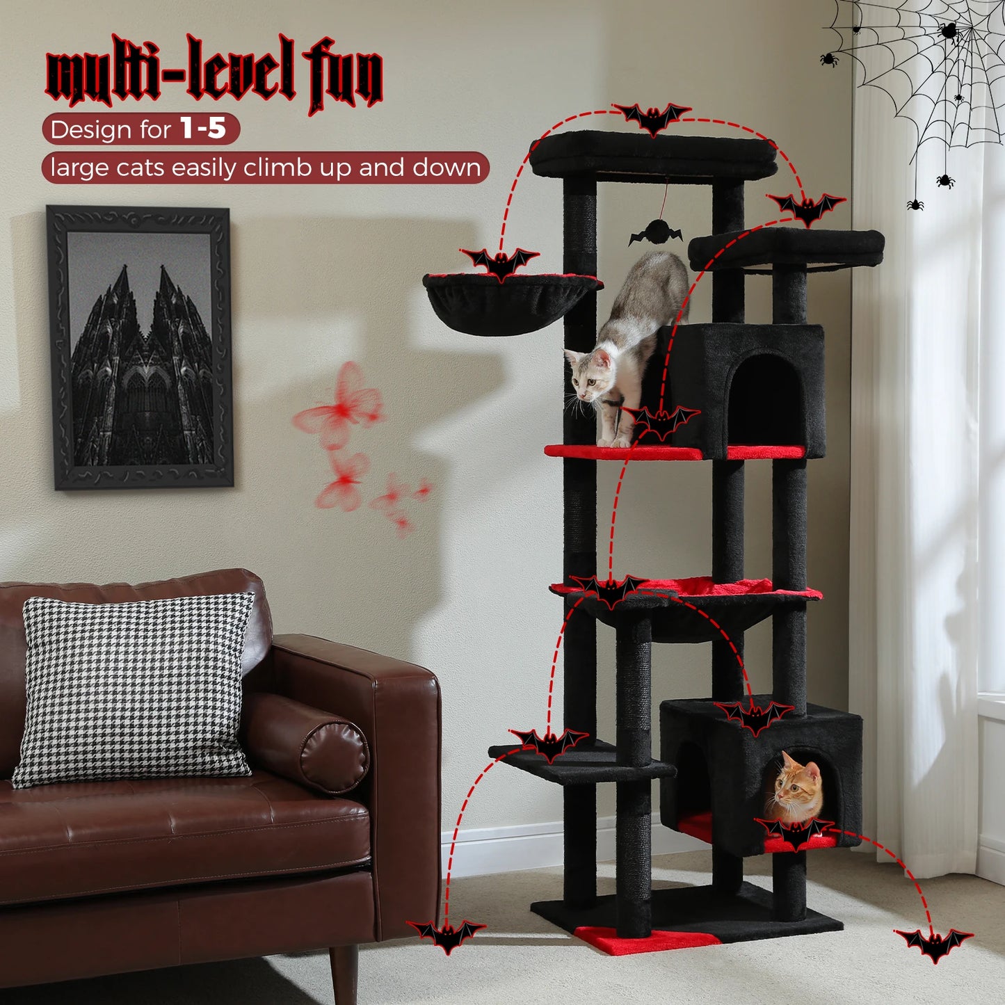 PAWZ Road Cat Tree With Hammock Condo And Scratching Posts