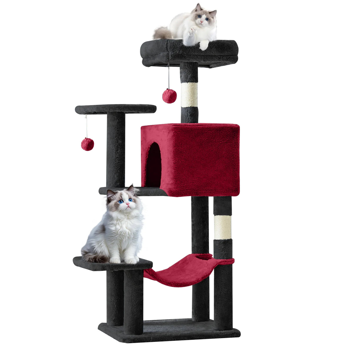 MCQ 44IN Cat Tree Tower Cat Climbing Tower with Natural Sisal Scratching Posts Pet Condo for Indoor Cats and Kittens Play