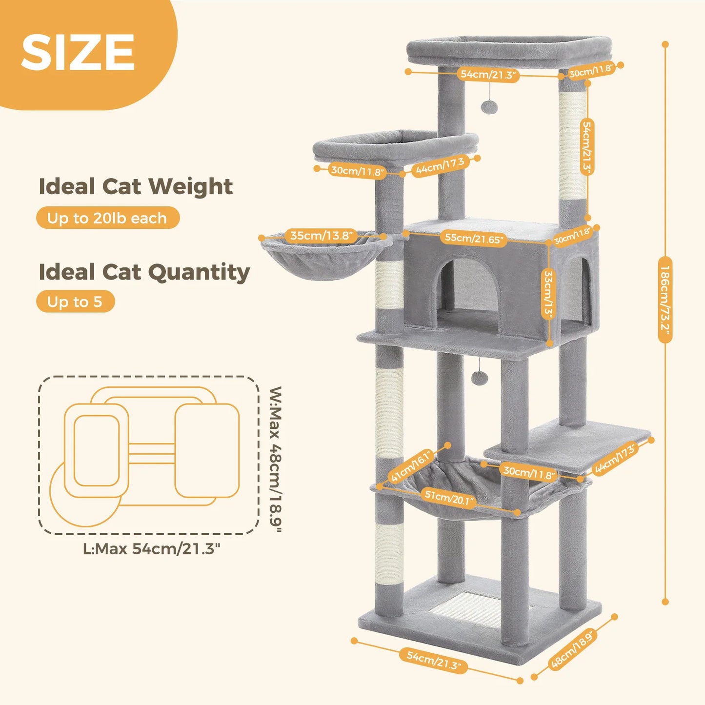 PAWZ Road Cat Tree With Scratching Posts And Hammock