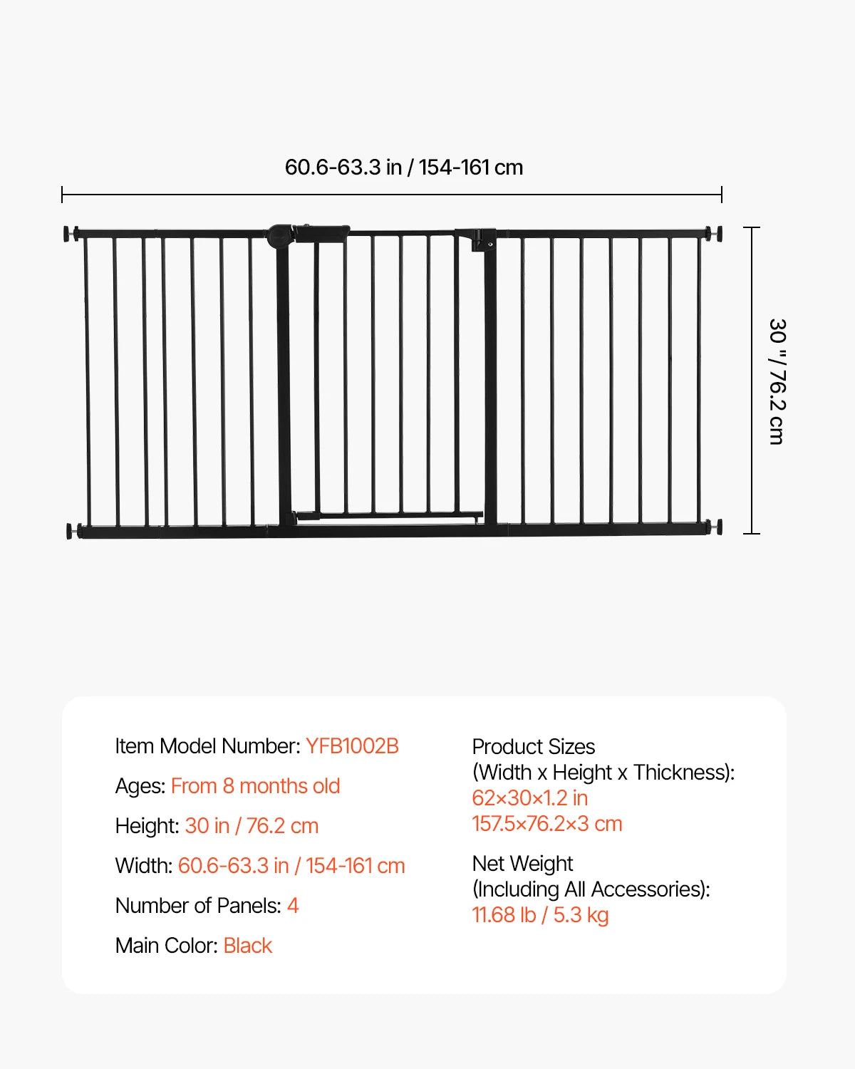 SucceBuy Baby Gate Pressure Mount Walk Through For Doorways