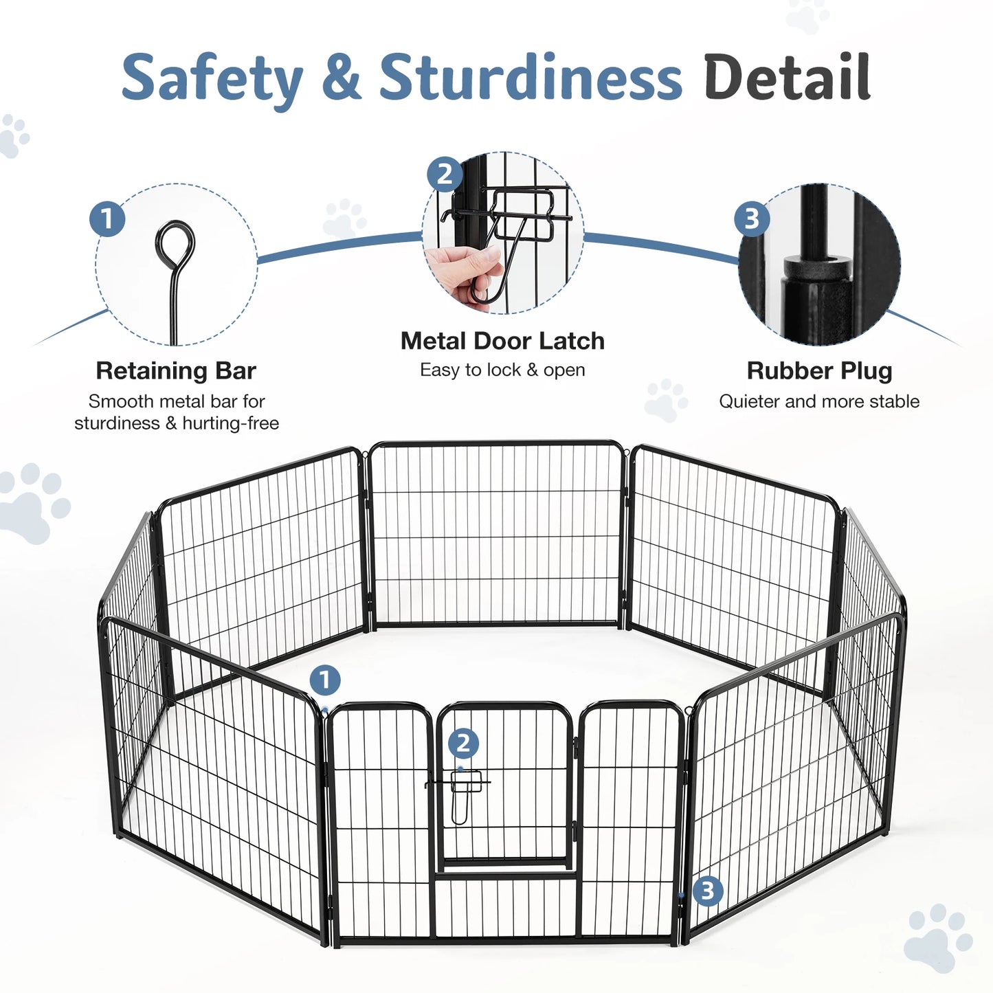 JHK 8-Panel Metal Dog Playpen Foldable Exercise Fence