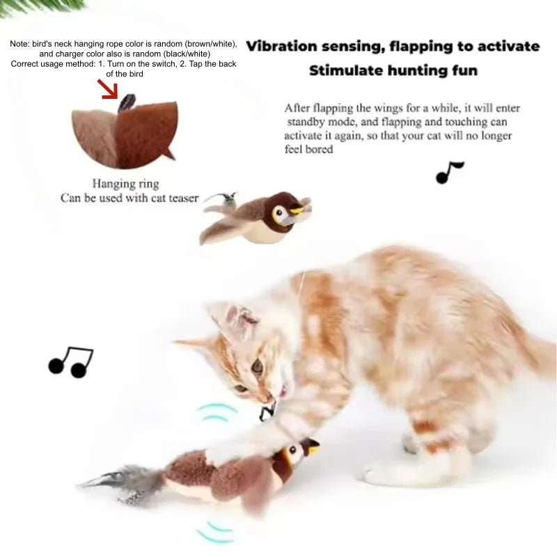 Interactive Touch Activated Flapping Bird Plush Pet Toy