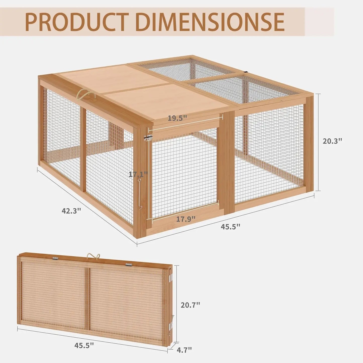 HiMISS Folding Chicken Coop Portable No-Assembly Cage With Doors