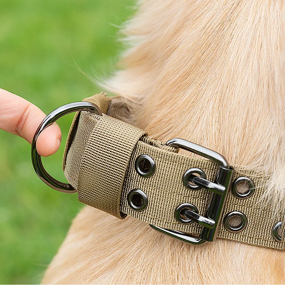 Outdoor Adjustable Military Dog Collar Traction Rope Metal D-Ring and Buckle Working Dog Collar Five-Level for Medium and Large dog harness and leash set pet collars ip67 waterproof pet collar harness