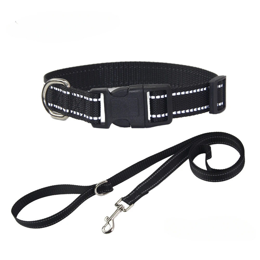 Nylon Collar Leash Set Adjustable Durable Small Medium Large Dog Safe Nylon Daily Walking Outdoor