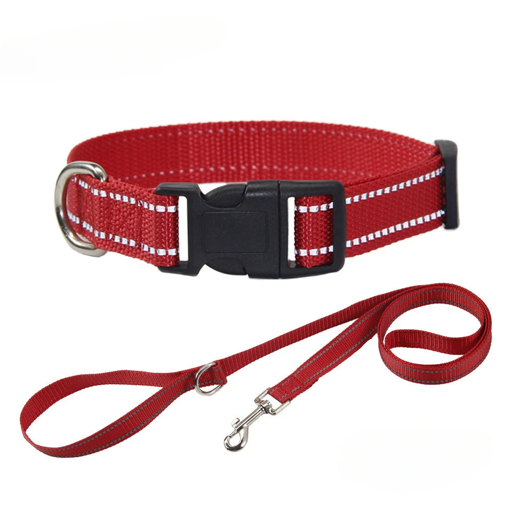 Nylon Collar Leash Set Adjustable Durable Small Medium Large Dog Safe Nylon Daily Walking Outdoor