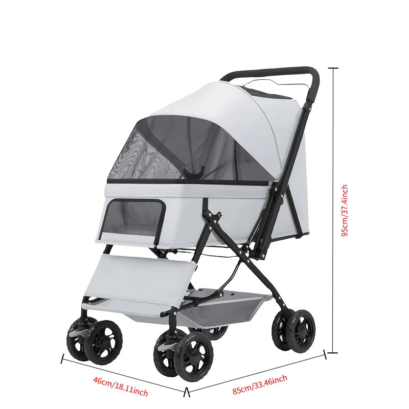 Premium Four Wheel Pet Stroller Dogs Cats Portable Travel Carrier