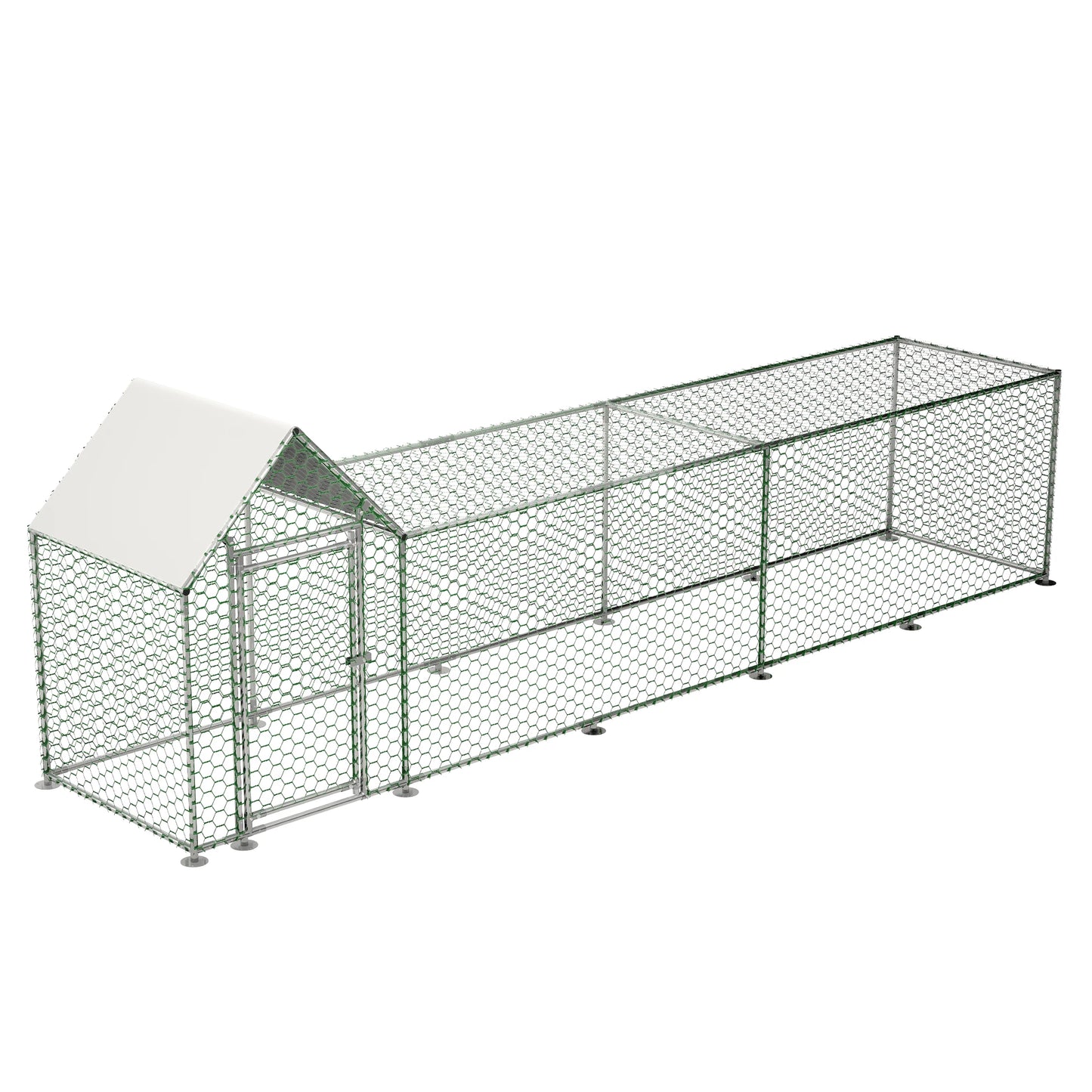 Metal Chicken Coop Run With Cover Durable Steel Frame PVC Coated Mesh