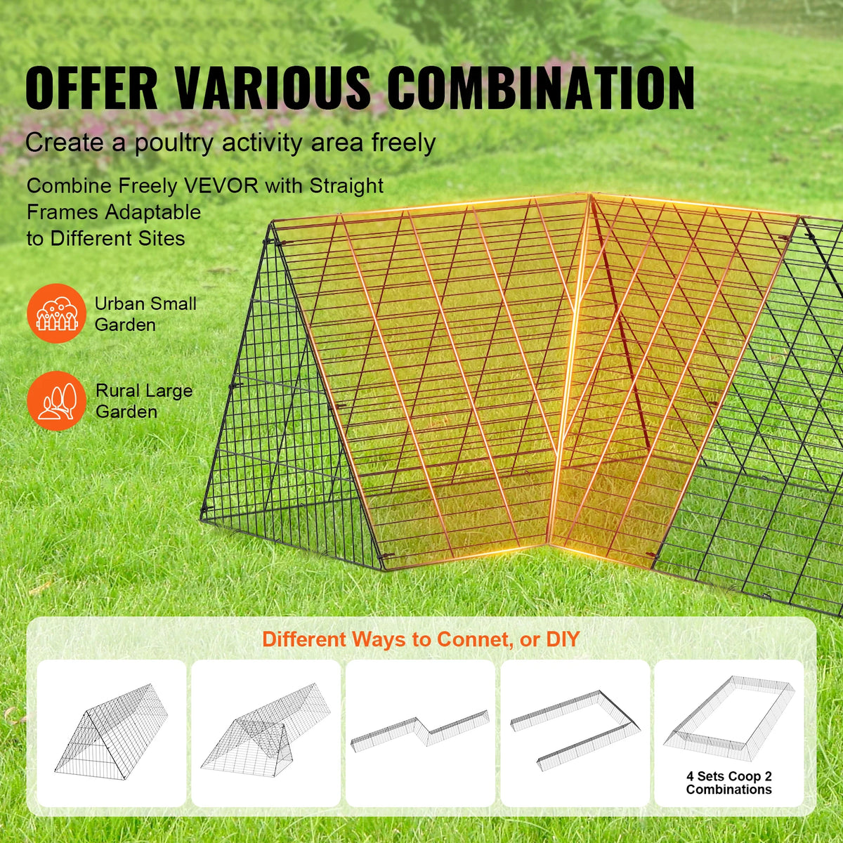 SucceBuy Portable Iron Chicken Tunnels For Outdoor Yard Use With Corner Frames