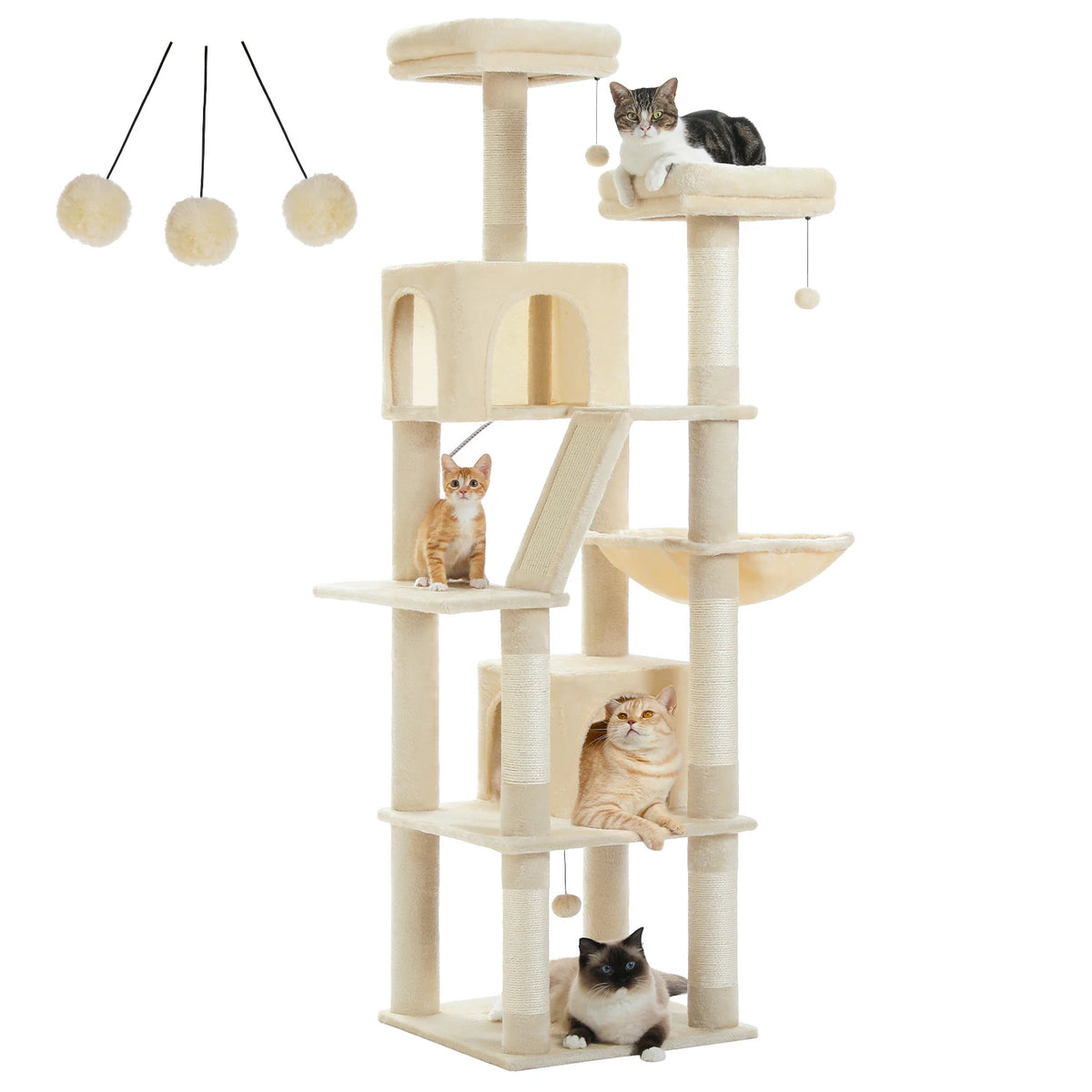 Pawz Road Large Multi-Level Plush Cat Tree With Scratching Posts