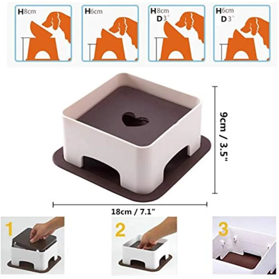 Ceramic Bulldog Dog Feeding - Dog Dish Wide Mouth Pet Sterile Tilted Pet Feeder with Anti-Skid Rubber Mat for Small Medium Dogs