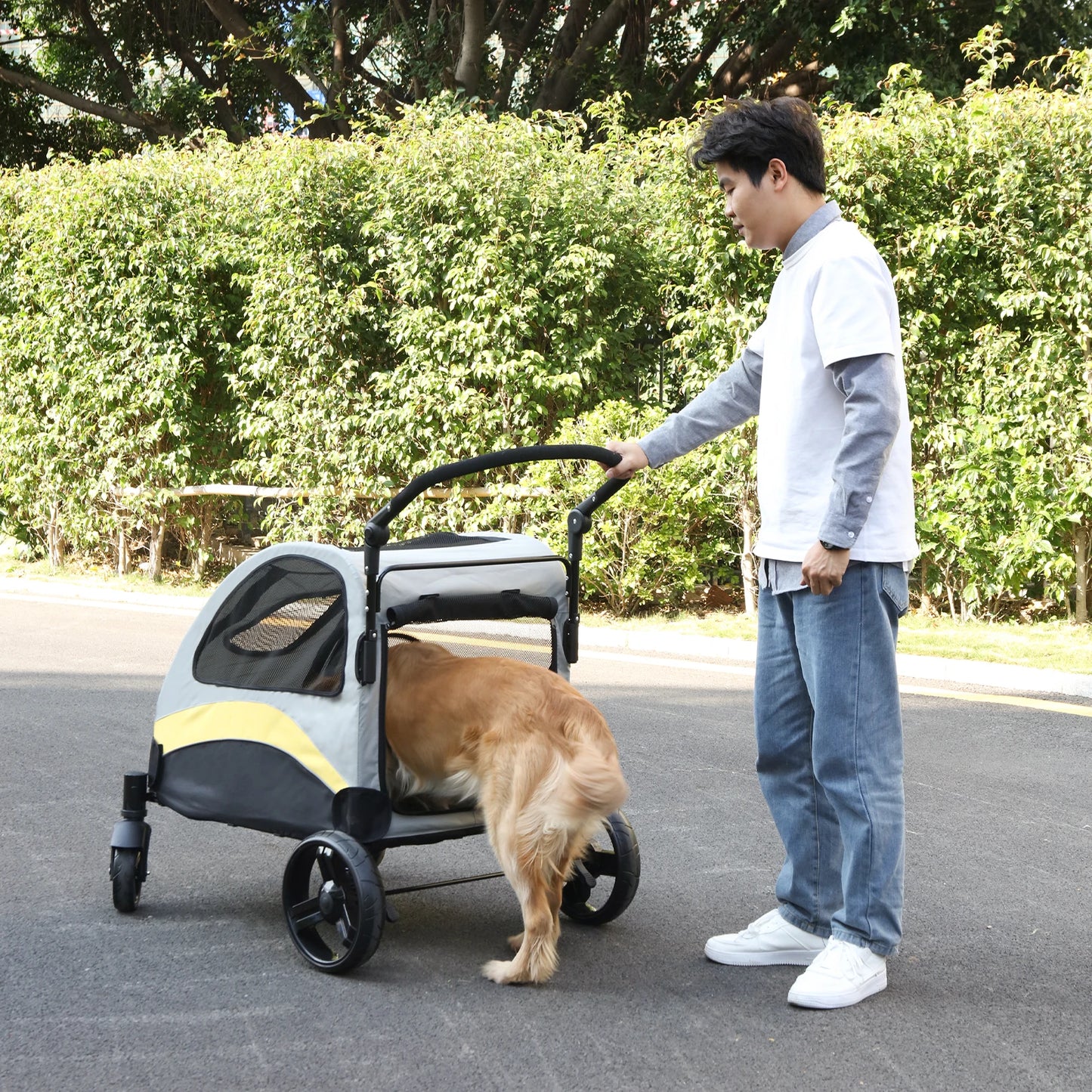 Portable Four Wheel Dog Cat Stroller Foldable Travel Carrier