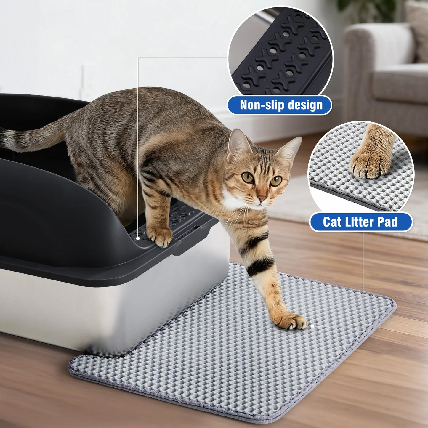 Stainless Steel Cat Litter Box With Lid And Mat