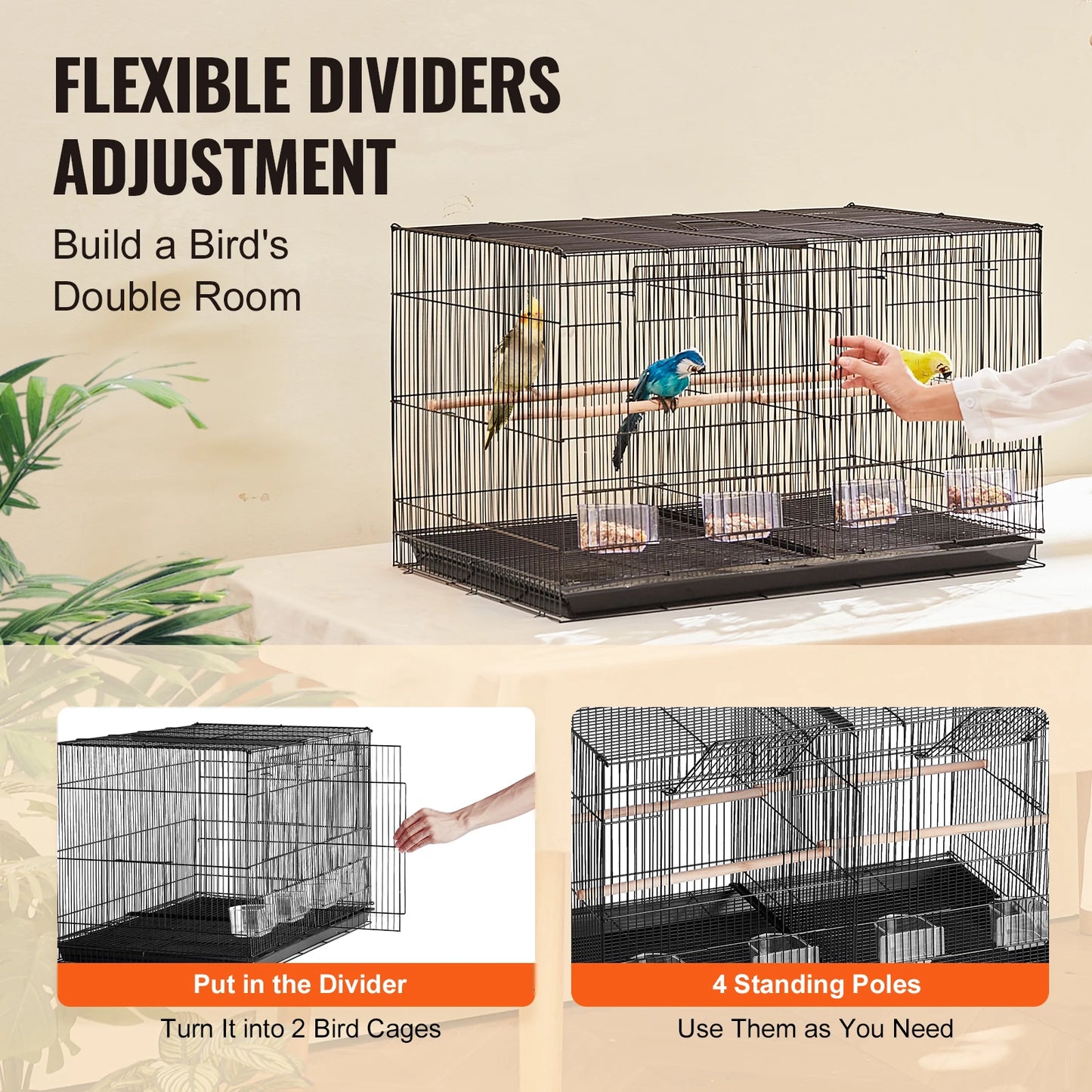 SucceBuy Stackable Divider Bird Cage For Travel With Handle