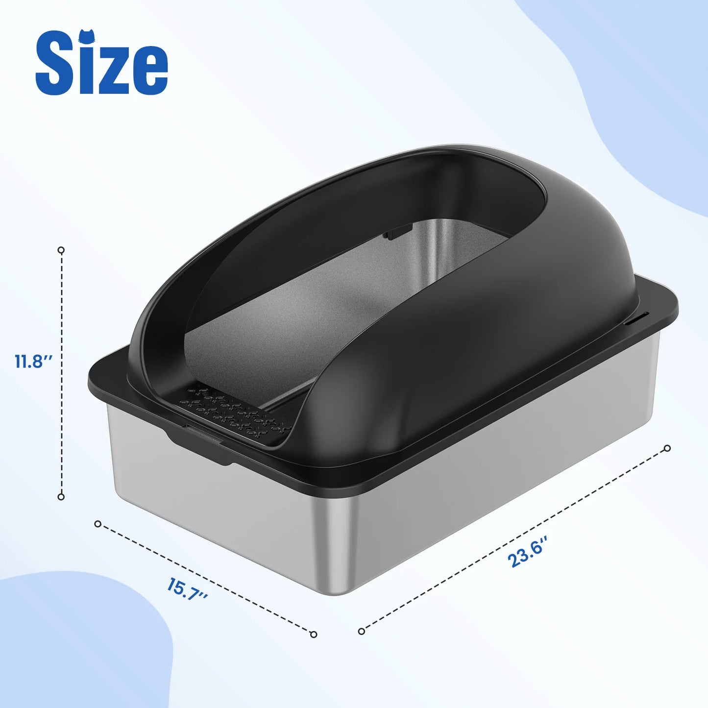 Stainless Steel Cat Litter Box With Lid And Mat