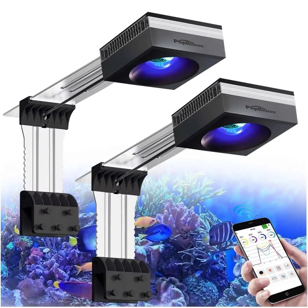 PopBloom RL90 WiFi Reef Aquarium LED Light Full Spectrum