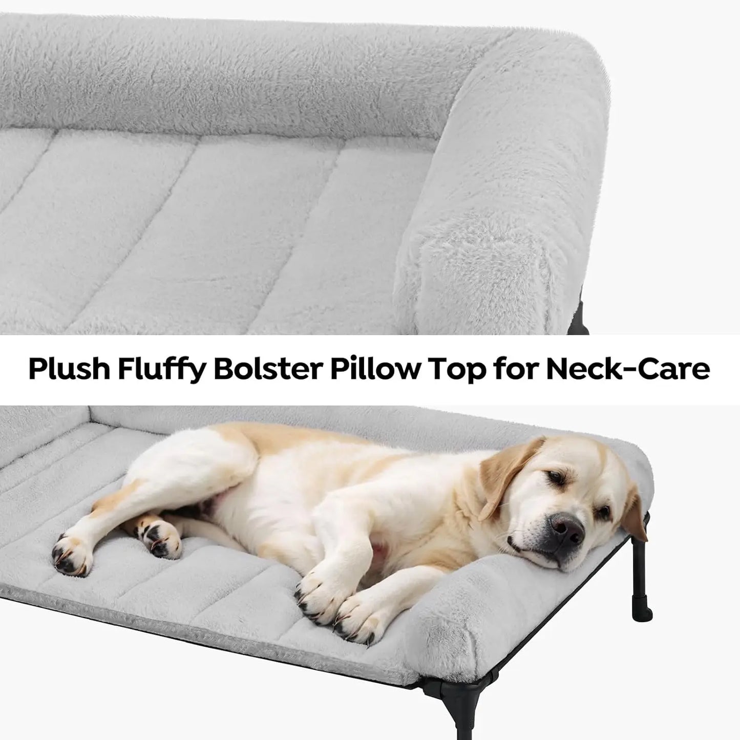 Elevated Orthopedic Dog Bed With Fluffy Bolster Removable Mat Non-Slip