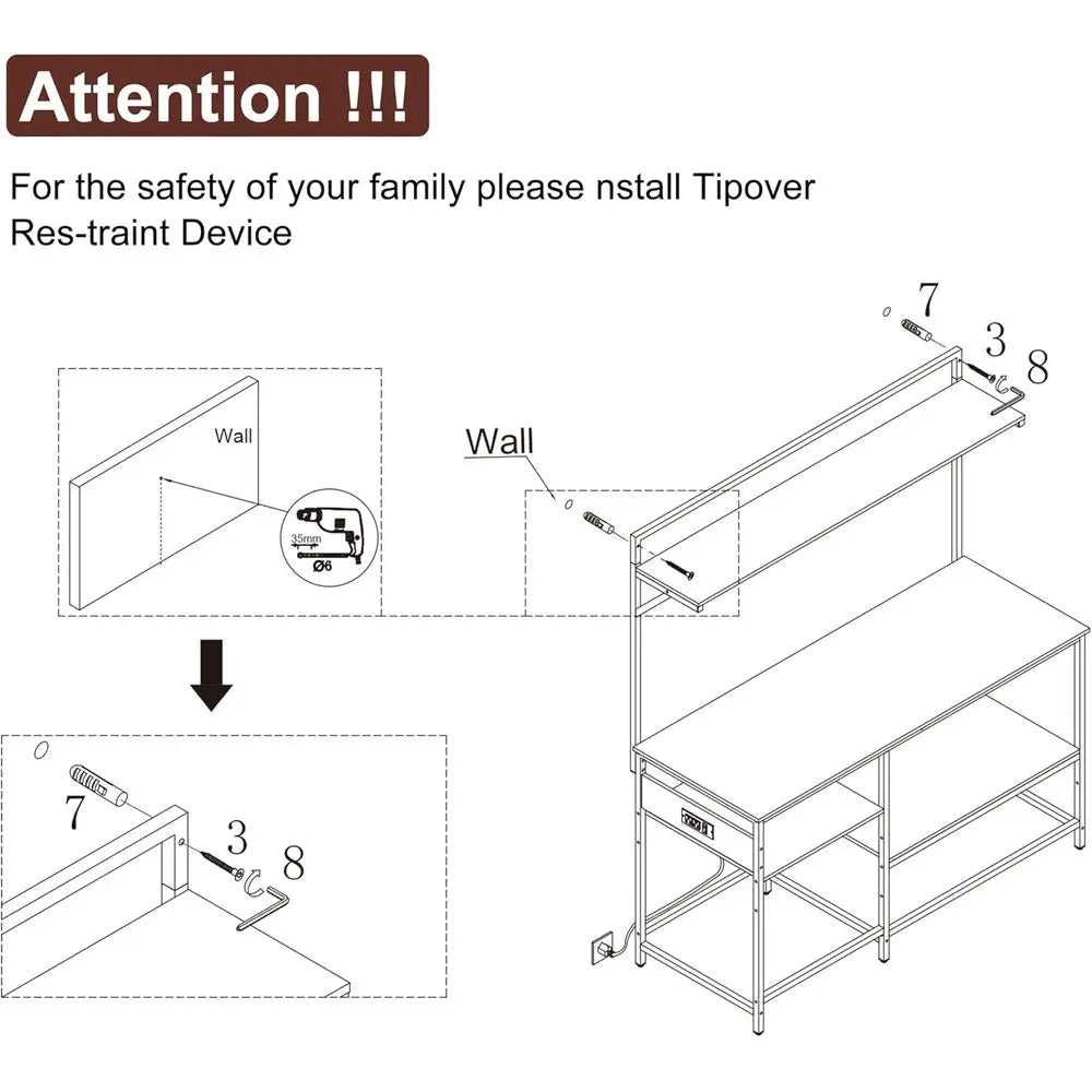 Sturdy Aquarium Stand With Power Outlet And 6-Leg Support Shelves