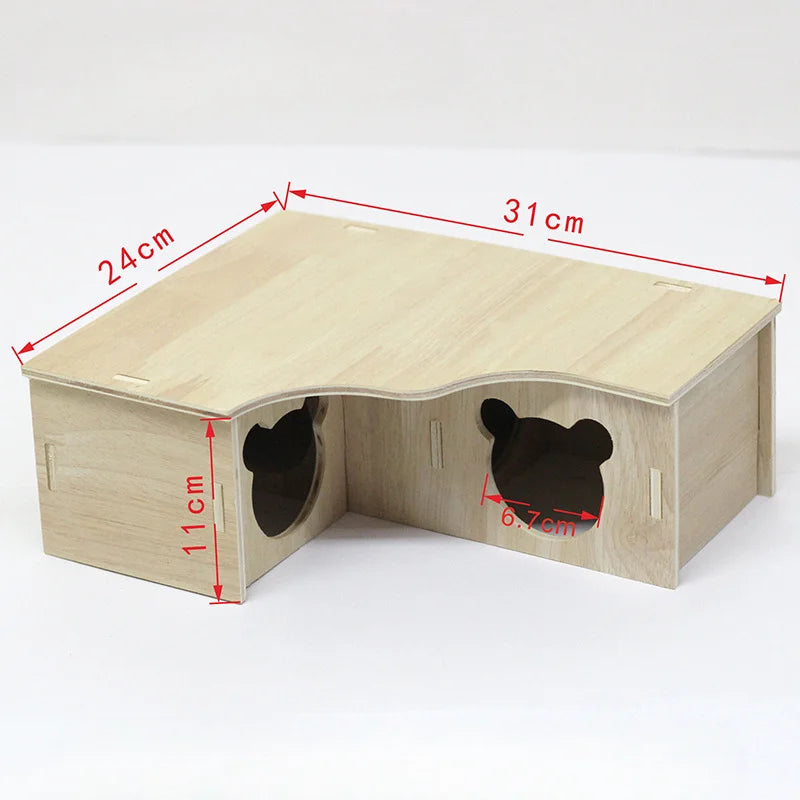 Wooden Hamster Toys Set With Cages Running Wheels Nests