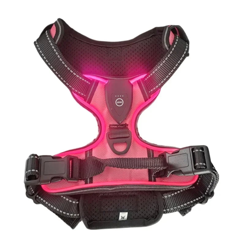 LED Luminous Dog Harness No Pull Adjustable Rechargeable Vest