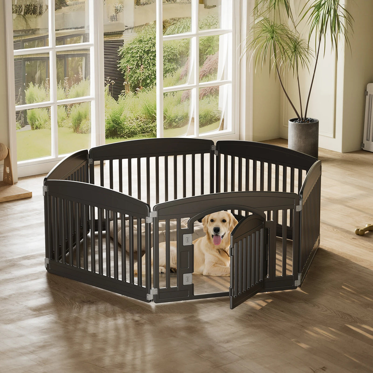 JHK 6 Panel Plastic Dog Playpen For Medium Pets