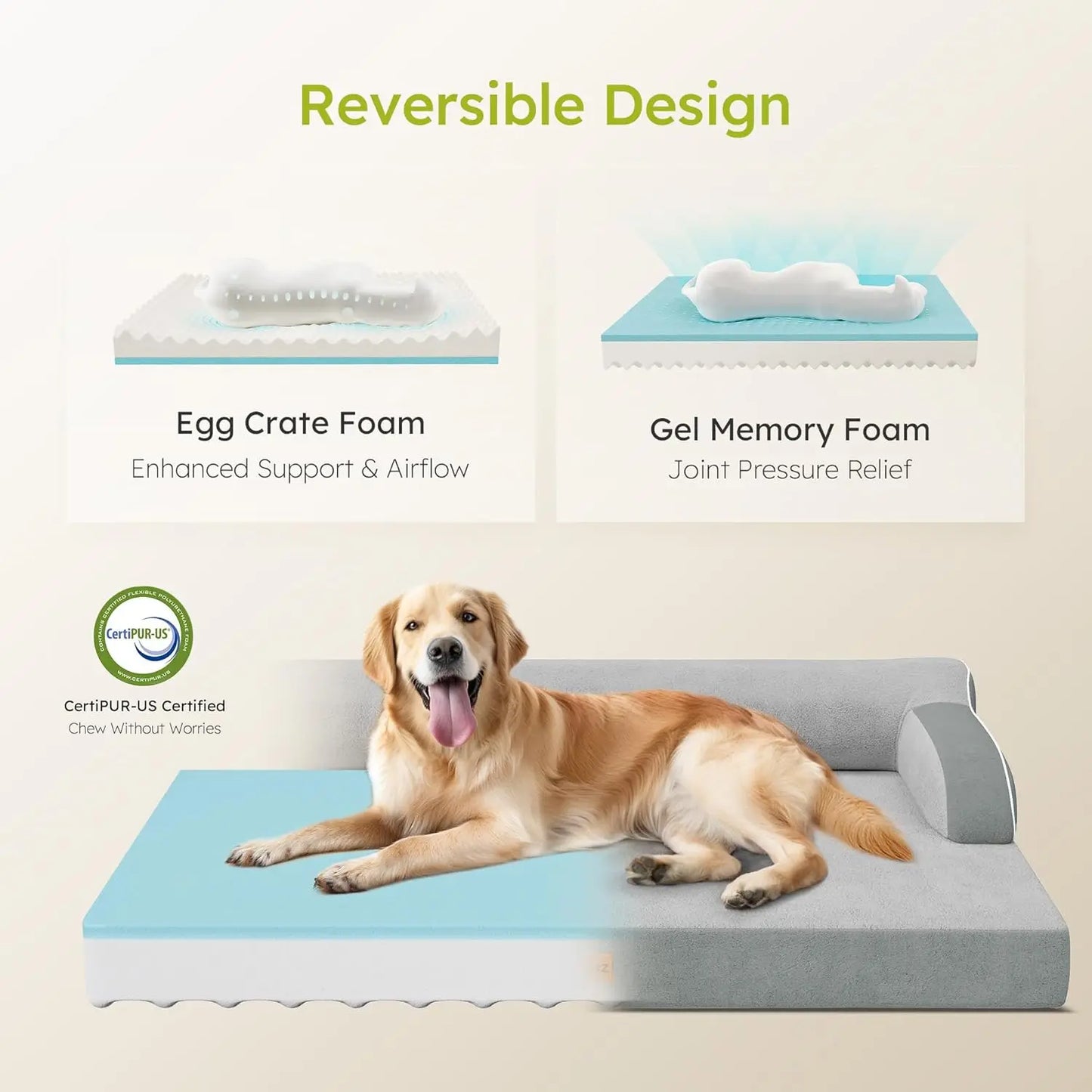 Orthopedic Dog Bed With Cooling Memory Foam Waterproof Cover And Nonslip Bottom