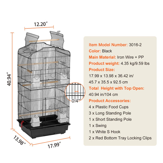 SucceBuy Hanging Parrot Bird Cage With Swing And Perch