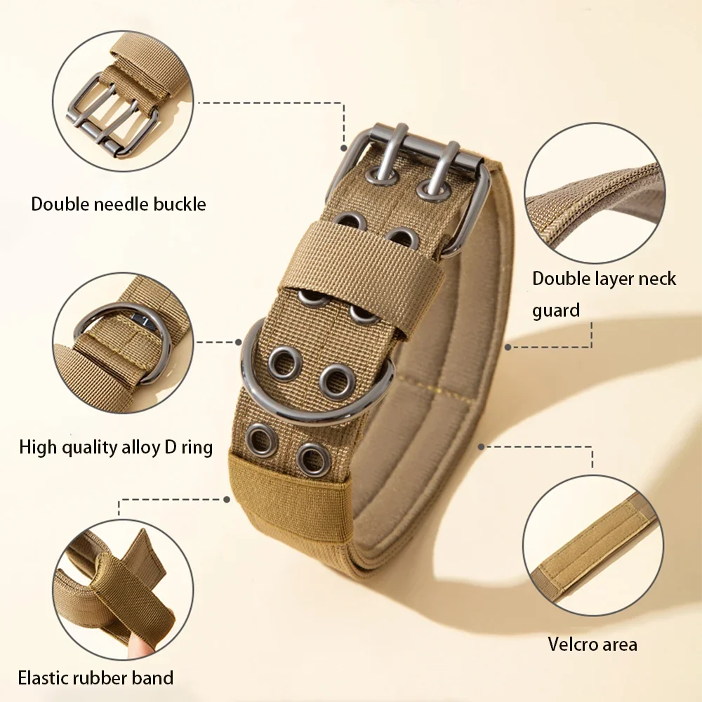 Outdoor Adjustable Military Dog Collar Traction Rope Metal D-Ring and Buckle Working Dog Collar Five-Level for Medium and Large dog harness and leash set pet collars ip67 waterproof pet collar harness