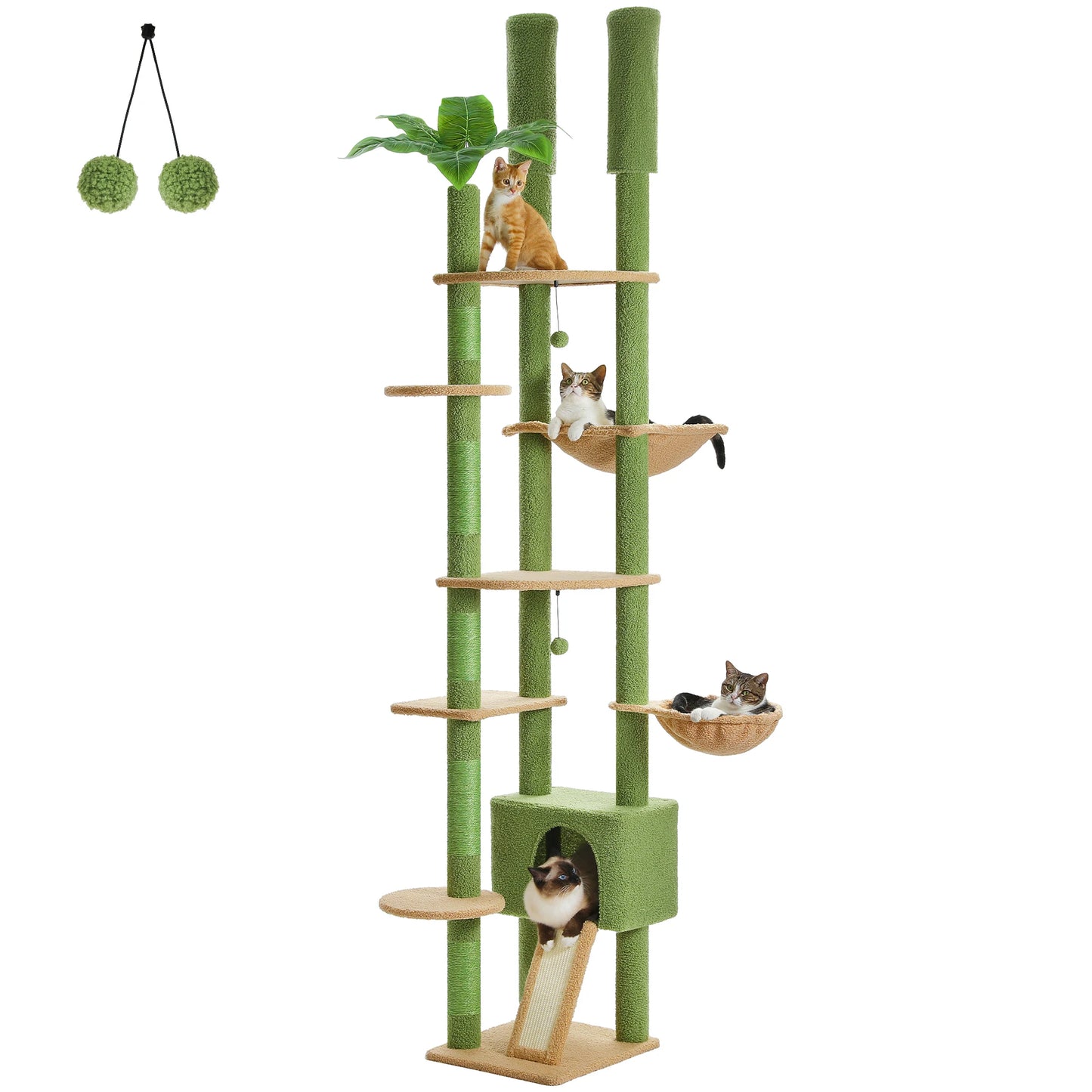 PAWZ Road Wooden Cat Tree With Large Hammock And Scratching Posts