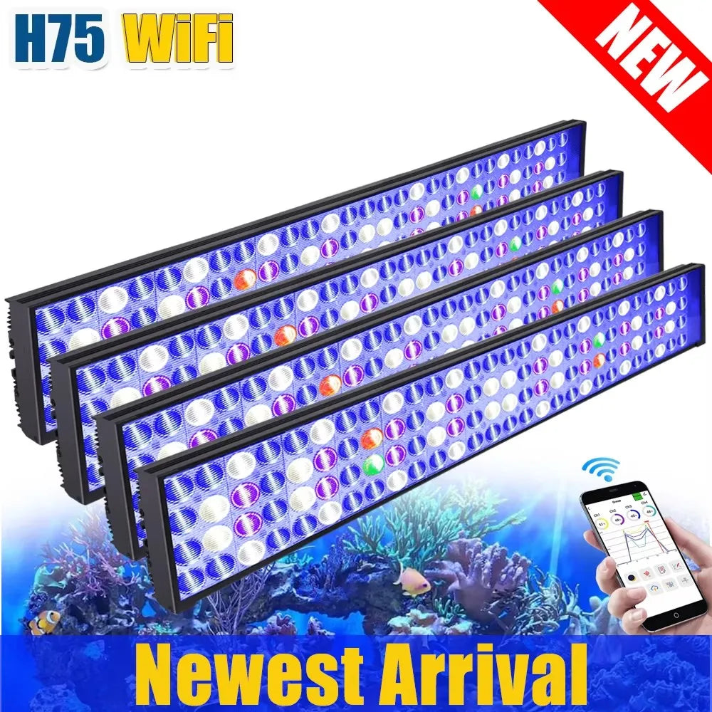PopBloom WiFi Led Aquarium Light Full Spectrum Marine Reef Lamp