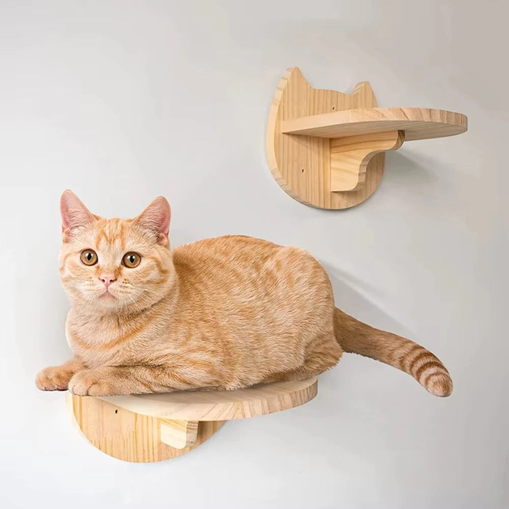 Cat Climbing Shelf Wall Mounted Four Step Stairway With Sisal Scratching Post For Cats Tree Tower Platform Jumping Pet Furniture
