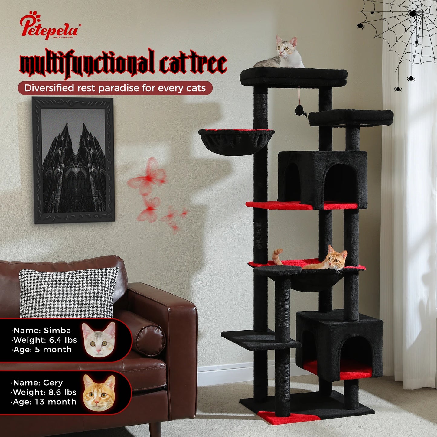 PAWZ Road Cat Tree With Hammock Condo And Scratching Posts
