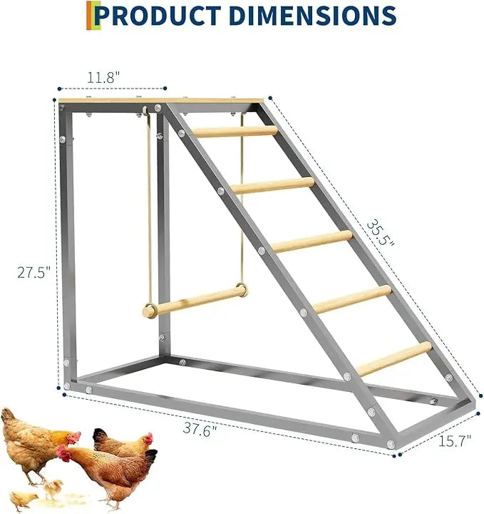 Chicken Perch For Coop With Ladder Design Weatherproof Roosting Bars