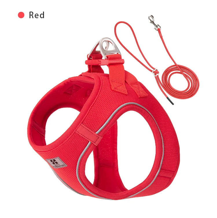Small Combination Dog Harness Leash Set Reflective Adjustable