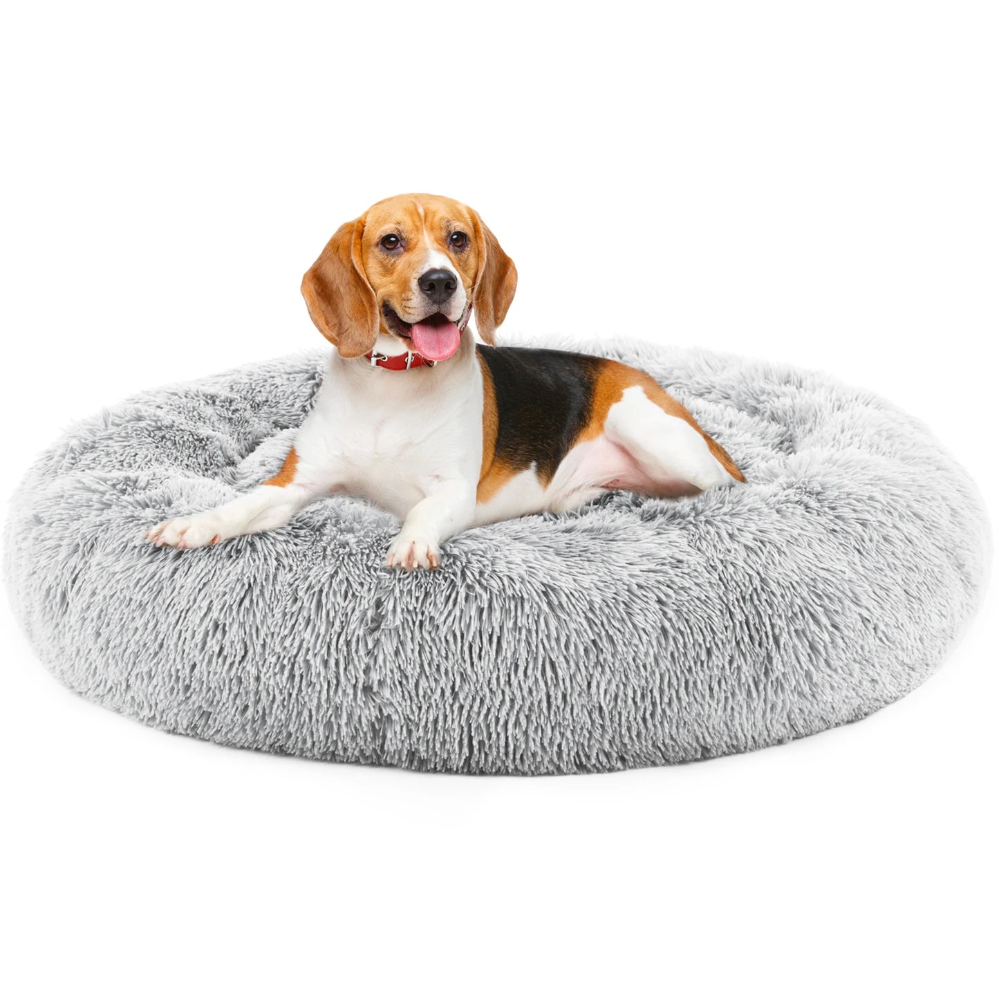 JHK Calming Round Dog Bed Plush Faux Fur Anti Slip
