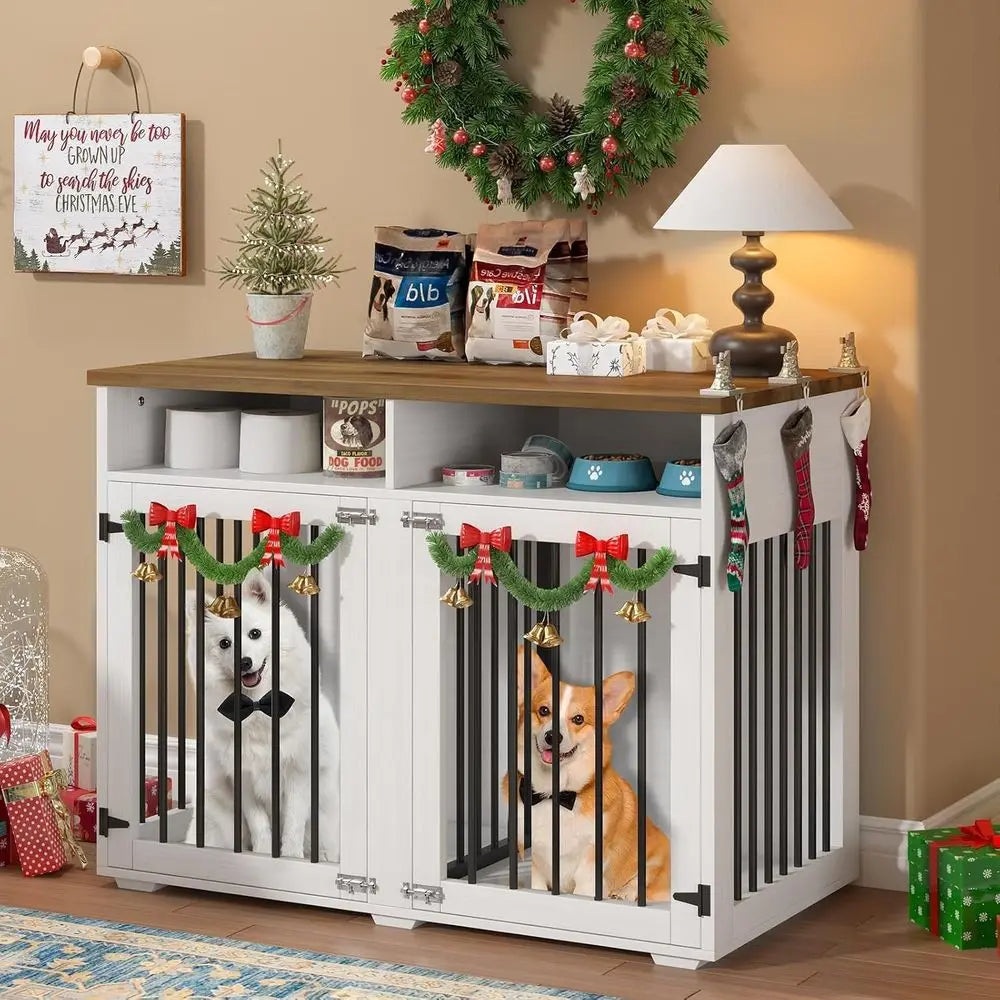 41" Dog Crate urniture with Removable Divider, Decorative Dog Kennel urniture with Storage Comparent, Heavy-Duty Indoor Dog Crat