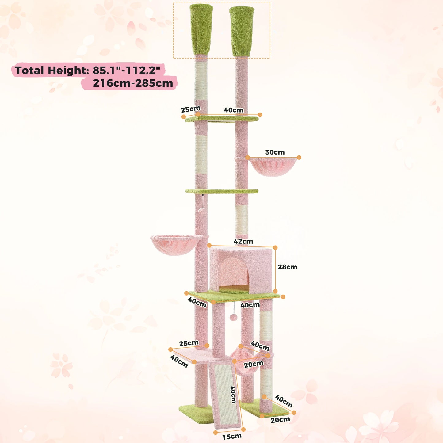 PAWZ Road Floor To Ceiling Cat Tree With Scratching Posts