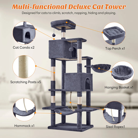MCQ Cat Tree Tower With Sisal Scratching Posts