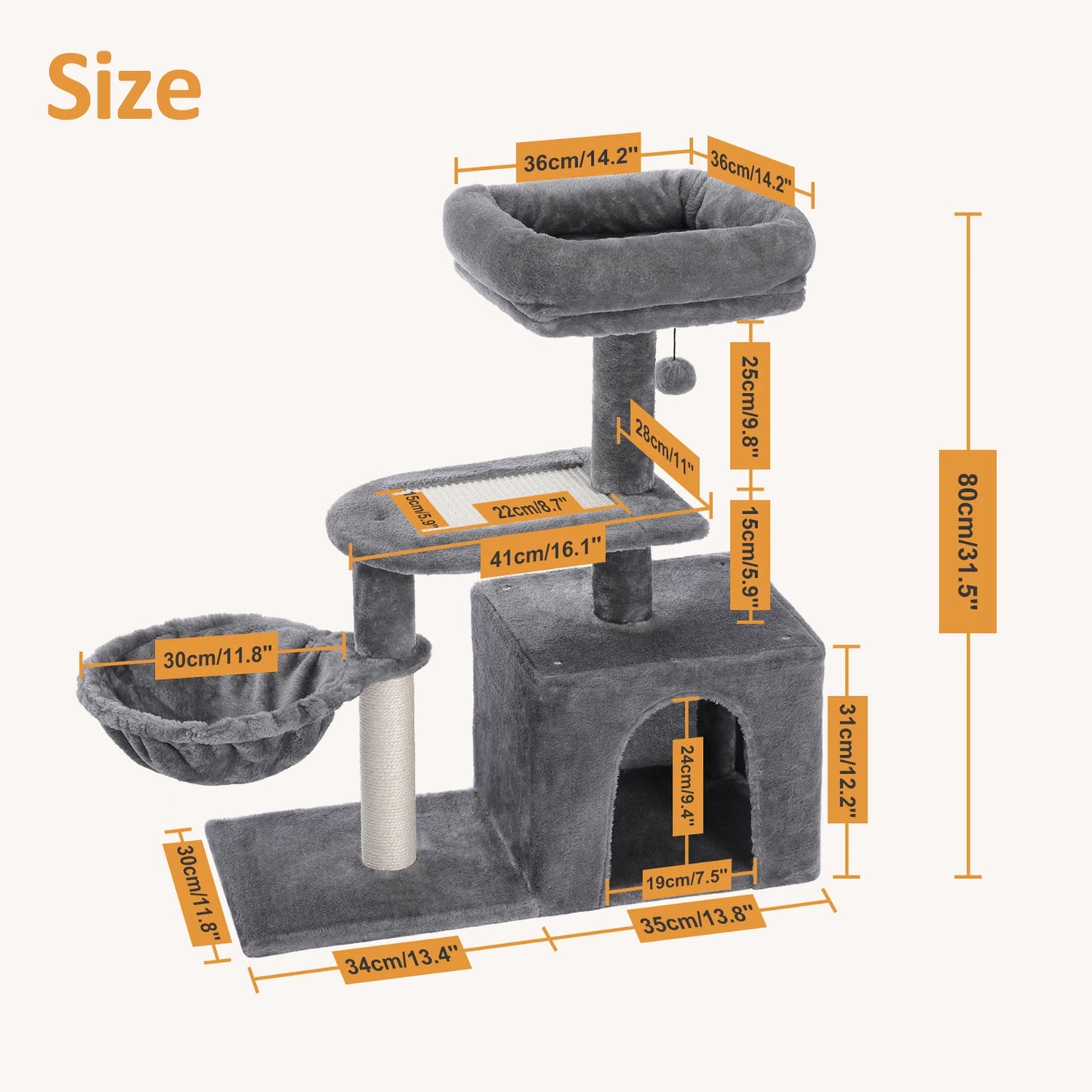 PAWZ Road Cat Tree Tower With Scratching Posts And Hammock