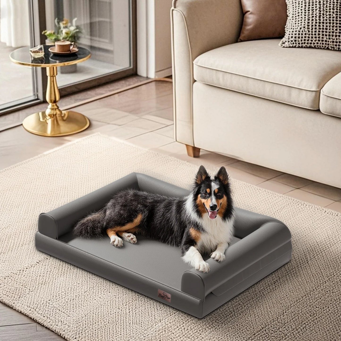BINGOPAW Indoor Orthopedic Dog Bed With Supportive Bolster Pillow