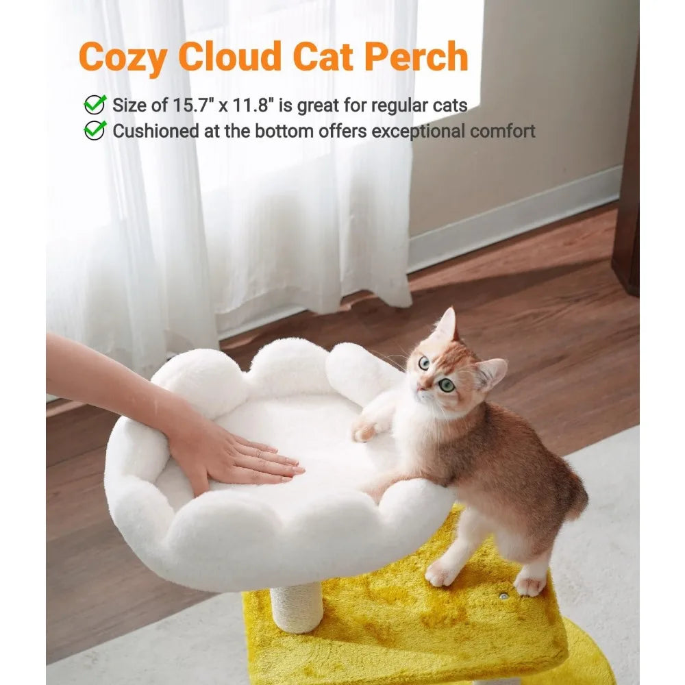 Nbvcx 33 Inch Multi Level Cat Tree With Cozy Padded Bed And Scratching Posts