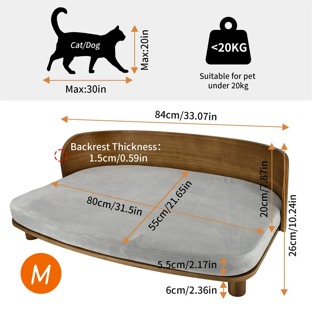 Borwart Elevated Wooden Pet Sofa Bed For Dogs And Cats